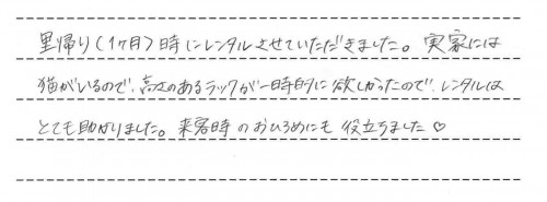 ロアンジュオートスウィングのレンタルご利用後のお客様の声
